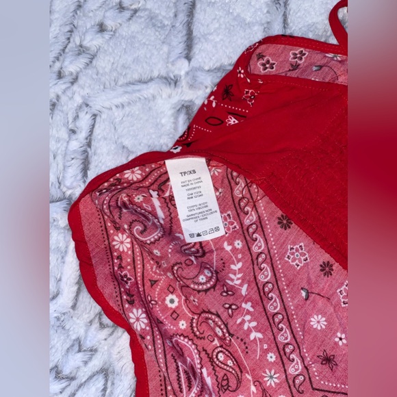 Garage Red Cowboy Bandana Crop Top - Picture 3 of 3
